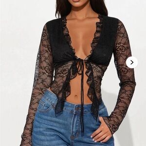 NEW with tags Fashion Nova Glance in my Direction Lace Flyaway Ruffle Top